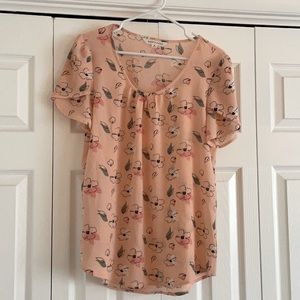 Peach DownEast Blouse with Tulip Sleeves
